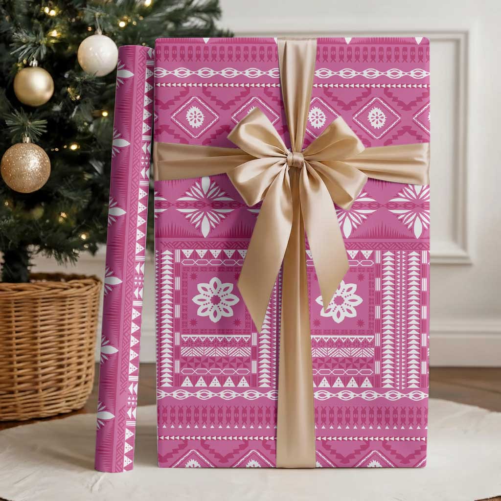 Fiji Masi All Pink Wrapping Paper Tapa Pattern - Polynesian Pride