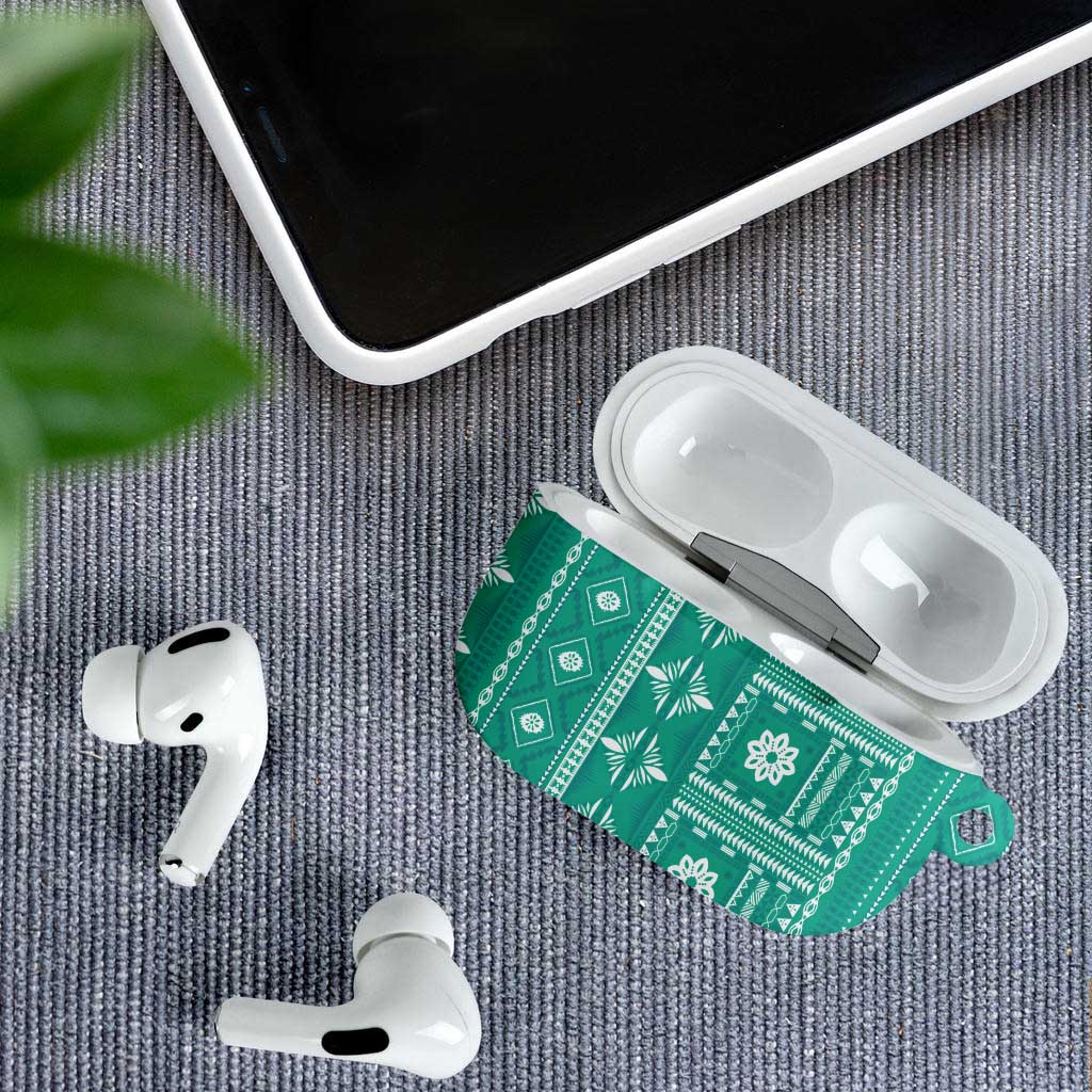 Fiji Masi All Teal AirPods Case Tapa Pattern - Polynesian Pride