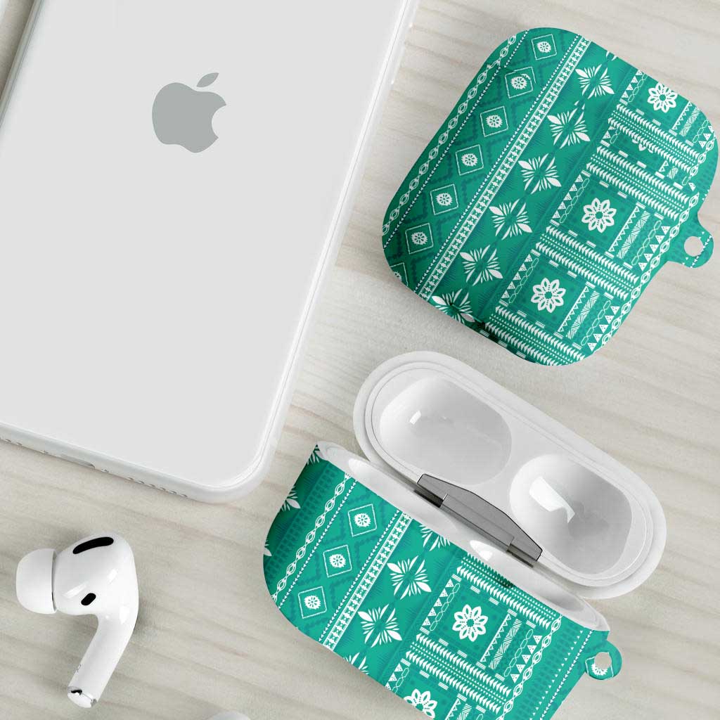 Fiji Masi All Teal AirPods Case Tapa Pattern - Polynesian Pride