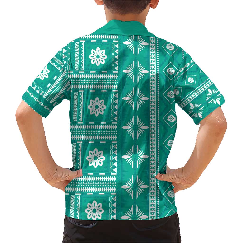 Fiji Masi All Teal Hawaiian Shirt Tapa Pattern - Polynesian Pride