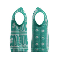 Fiji Masi All Teal Christmas Knitted V-Neck Vest Tapa Pattern - Polynesian Pride