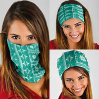Fiji Masi All Teal Neck Gaiter Tapa Pattern - Polynesian Pride