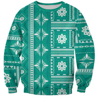 Fiji Masi All Teal Sweatshirt Tapa Pattern LT01 Unisex Teal - Polynesian Pride