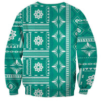 Fiji Masi All Teal Sweatshirt Tapa Pattern LT01 - Polynesian Pride