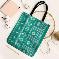 Fiji Masi All Teal Tote Bag Tapa Pattern - Polynesian Pride