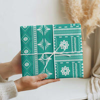 Fiji Masi All Teal Wrapping Paper Tapa Pattern - Polynesian Pride