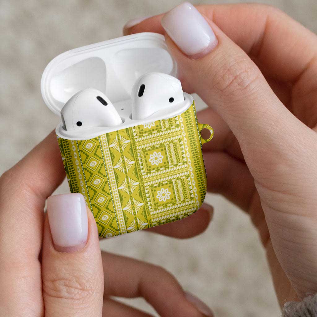 Fiji Masi All Yellow AirPods Case Tapa Pattern - Polynesian Pride