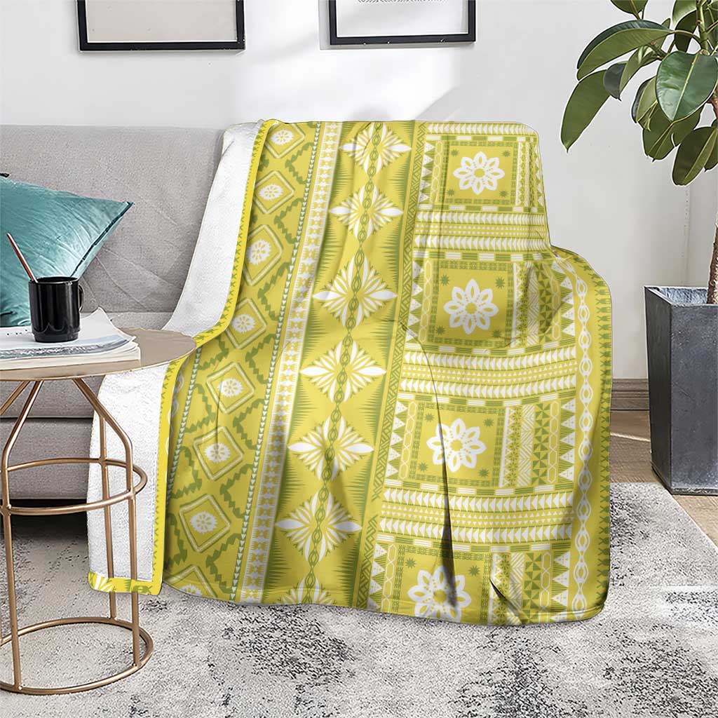 Fiji Masi All Yellow Blanket Tapa Pattern - Polynesian Pride
