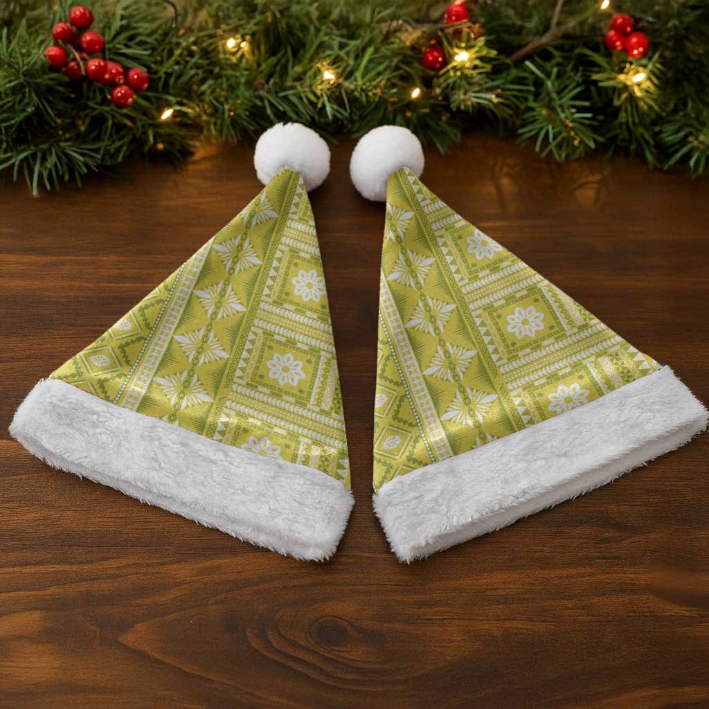 Fiji Masi All Yellow Christmas Santa Hat Tapa Pattern - Polynesian Pride