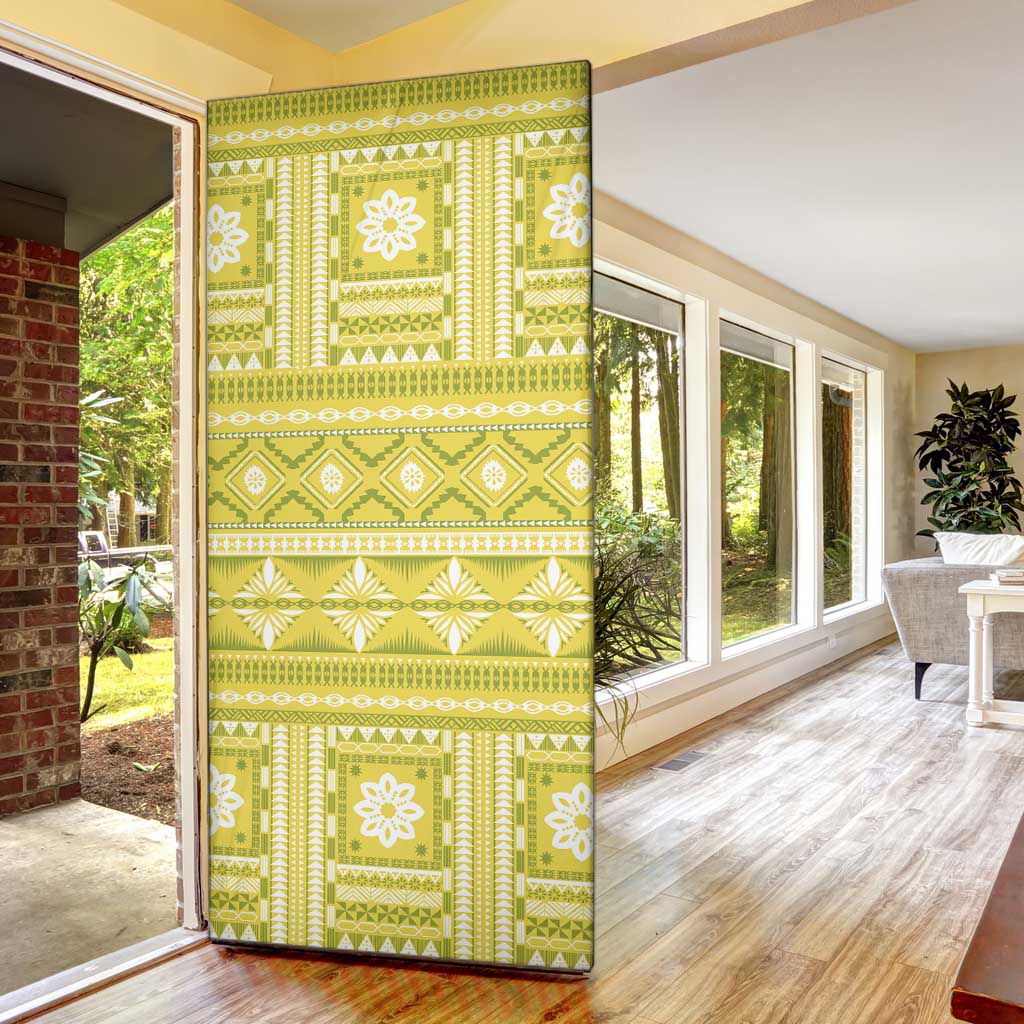 Fiji Masi All Yellow Door Cover Tapa Pattern - Polynesian Pride