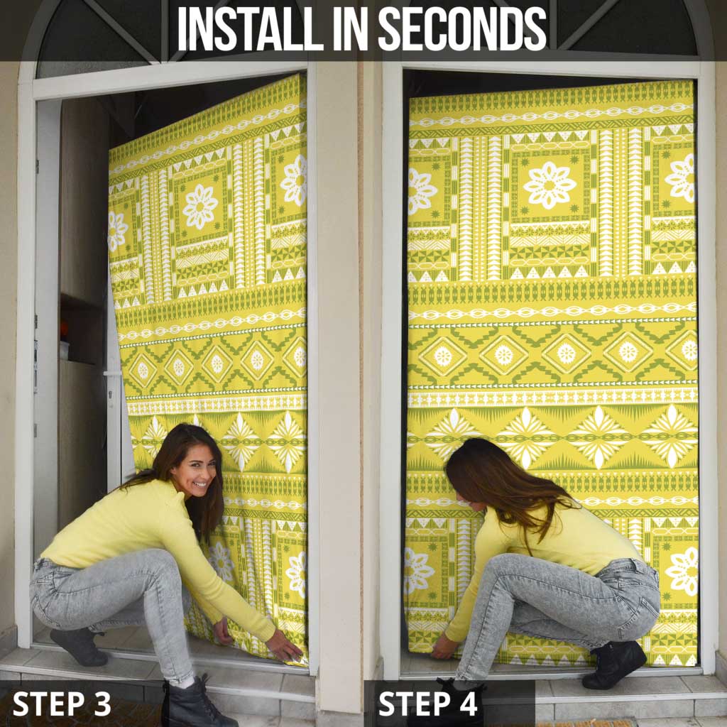 Fiji Masi All Yellow Door Cover Tapa Pattern - Polynesian Pride