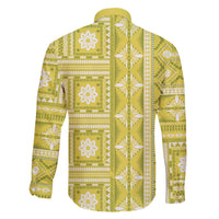 Fiji Masi All Yellow Family Matching Off The Shoulder Long Sleeve Dress and Hawaiian Shirt Tapa Pattern - Polynesian Pride