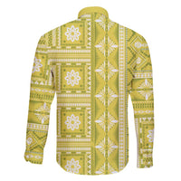 Fiji Masi All Yellow Family Matching Off Shoulder Short Dress and Hawaiian Shirt Tapa Pattern - Polynesian Pride