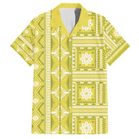 Fiji Masi All Yellow Family Matching Summer Maxi Dress and Hawaiian Shirt Tapa Pattern - Polynesian Pride