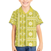 Fiji Masi All Yellow Family Matching Summer Maxi Dress and Hawaiian Shirt Tapa Pattern - Polynesian Pride