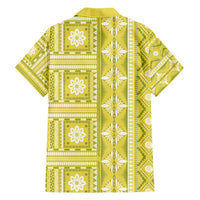 Fiji Masi All Yellow Family Matching Tank Maxi Dress and Hawaiian Shirt Tapa Pattern - Polynesian Pride