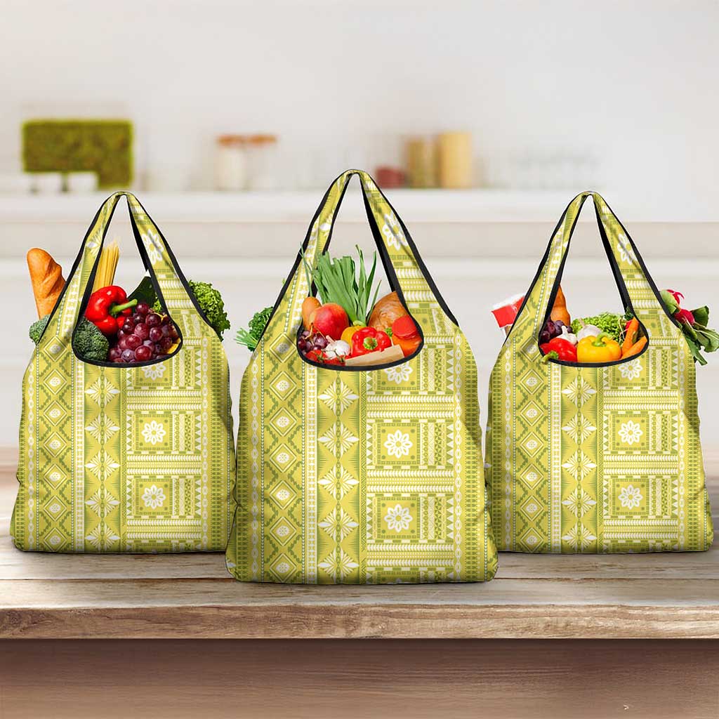 Fiji Masi All Yellow Grocery Bag Tapa Pattern - Polynesian Pride
