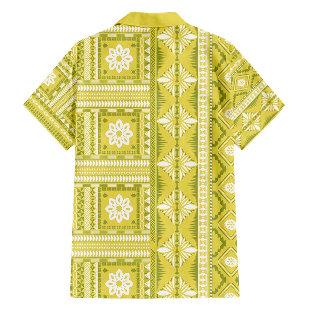 Fiji Masi All Yellow Hawaiian Shirt Tapa Pattern - Polynesian Pride