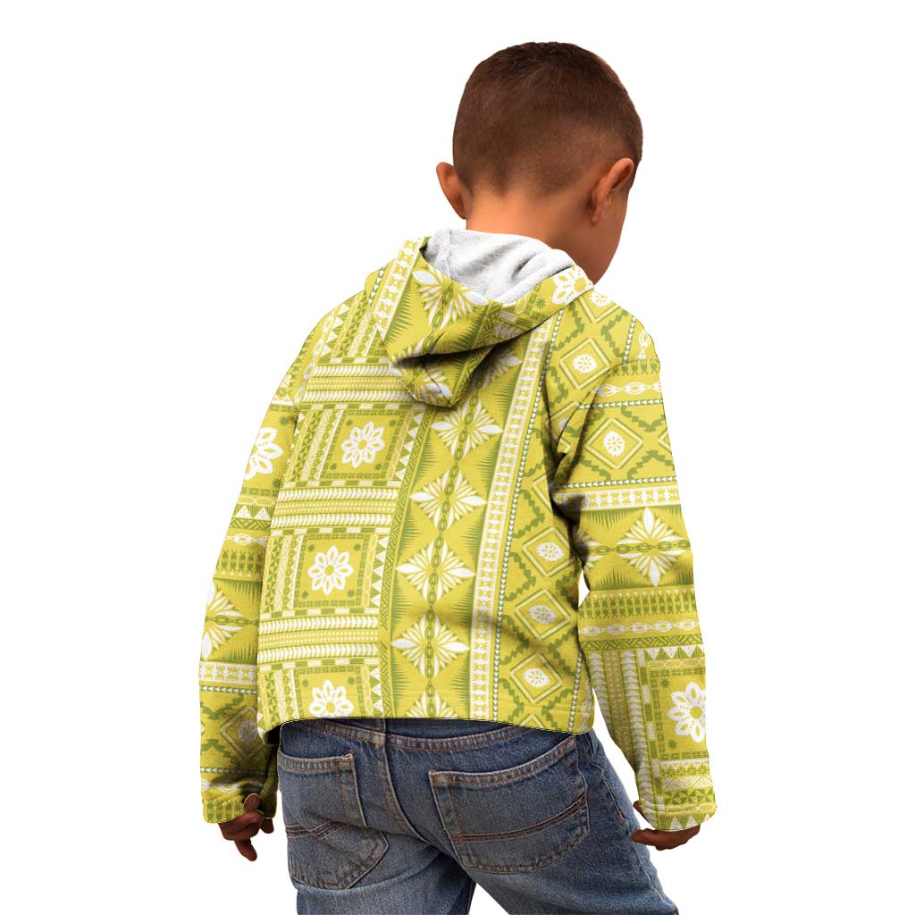 Fiji Masi All Yellow Kid Hoodie Tapa Pattern - Polynesian Pride