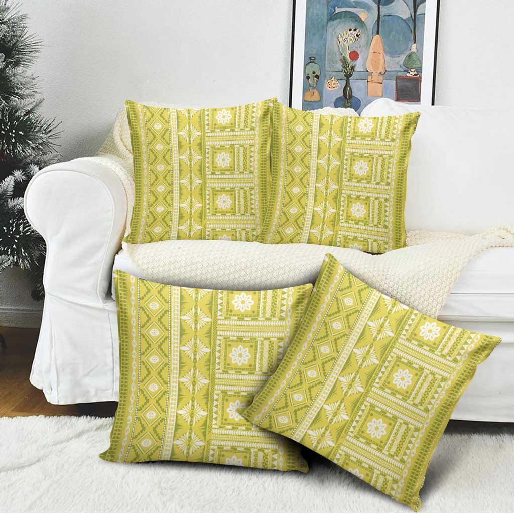 Fiji Masi All Yellow Pillow Cover Tapa Pattern - Polynesian Pride