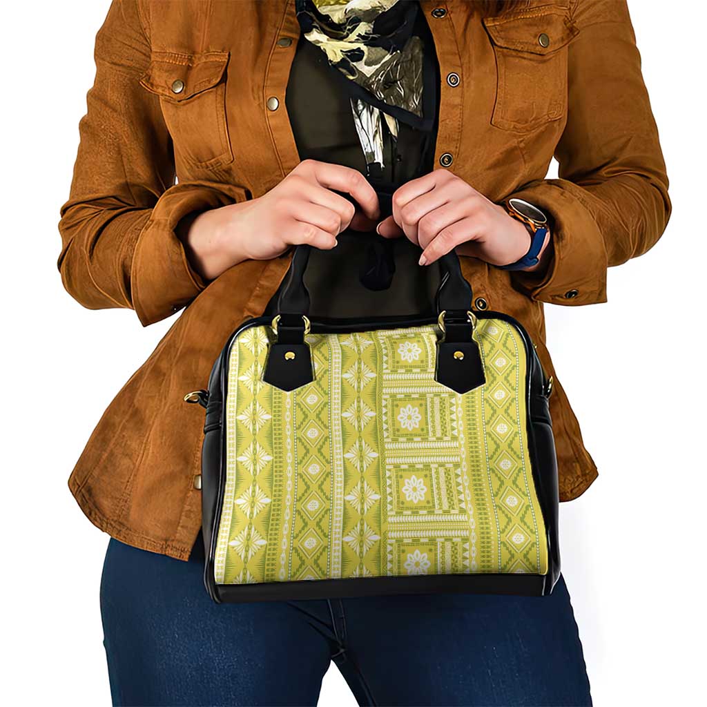 Fiji Masi All Yellow Shoulder Handbag Tapa Pattern - Polynesian Pride