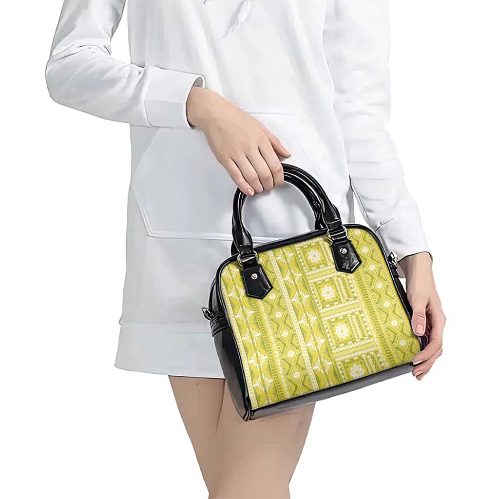 Fiji Masi All Yellow Shoulder Handbag Tapa Pattern - Polynesian Pride