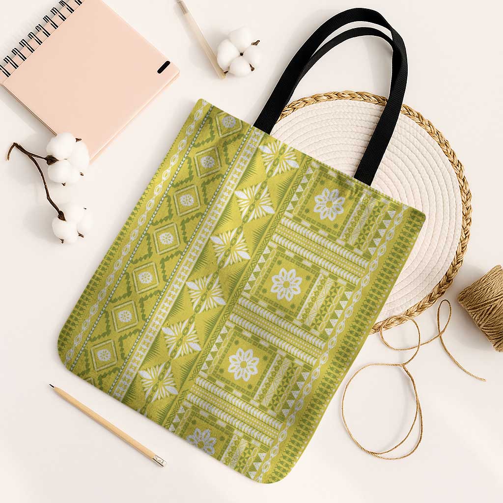 Fiji Masi All Yellow Tote Bag Tapa Pattern - Polynesian Pride