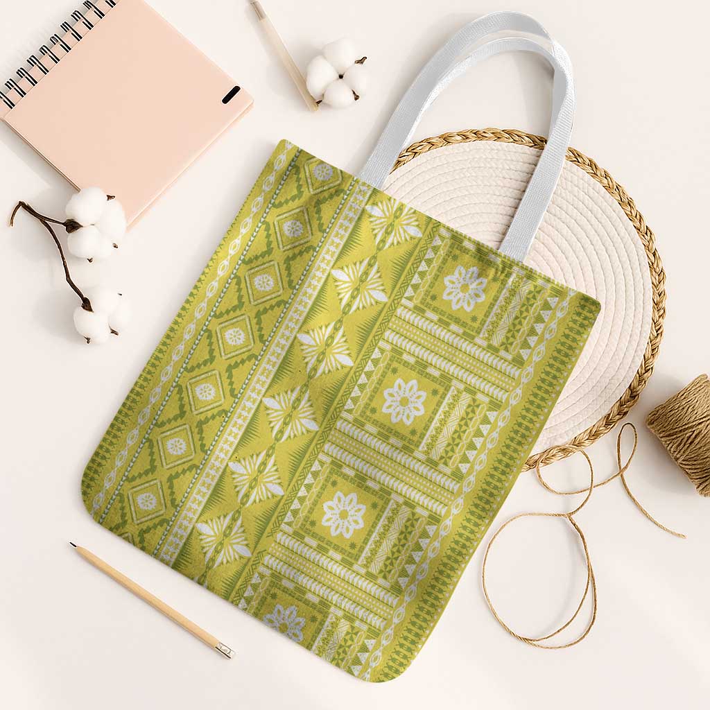 Fiji Masi All Yellow Tote Bag Tapa Pattern - Polynesian Pride