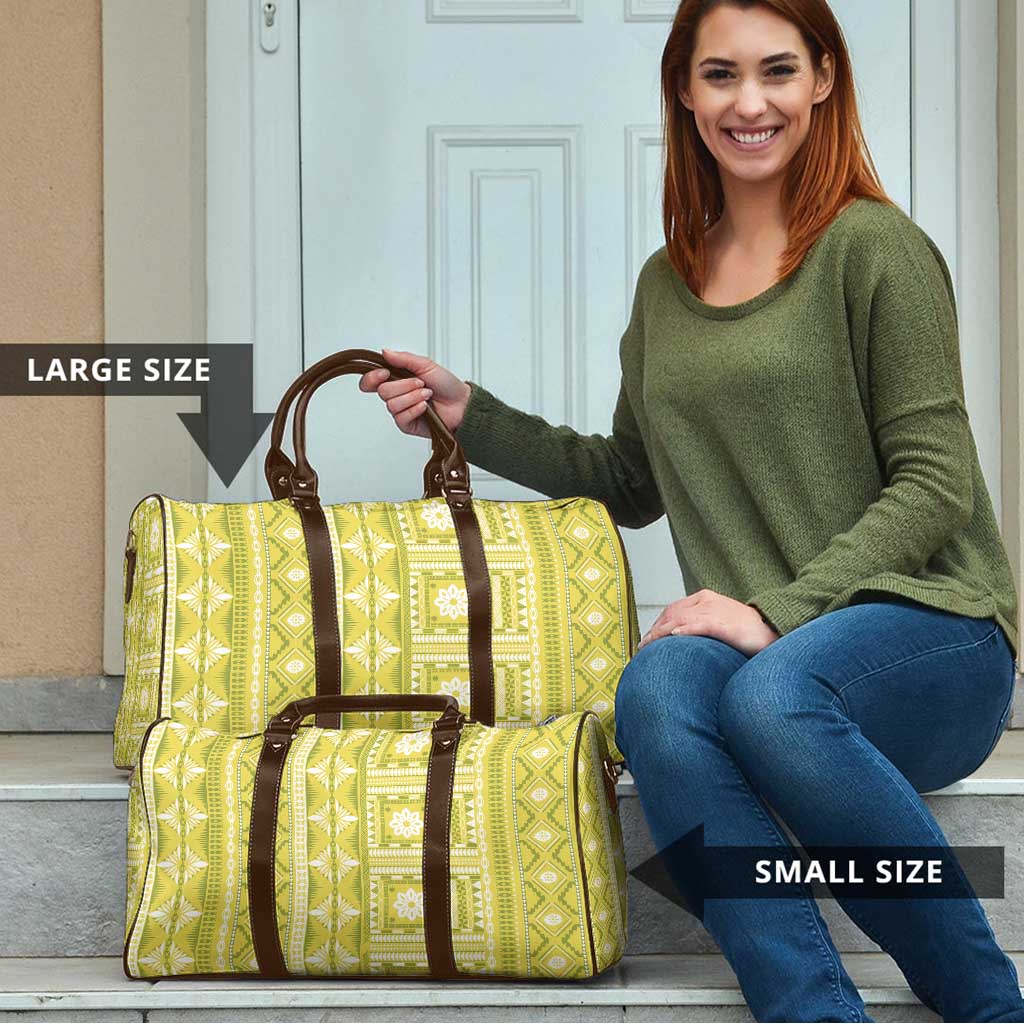Fiji Masi All Yellow Travel Bag Tapa Pattern - Polynesian Pride