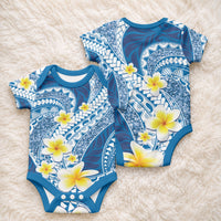 Plumeria Polynesian Blue Glitter Pattern Baby Onesie LT01 - Polynesian Pride