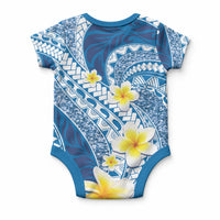 Plumeria Polynesian Blue Glitter Pattern Baby Onesie LT01 - Polynesian Pride