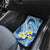 Plumeria Polynesian Blue Glitter Pattern Car Mats