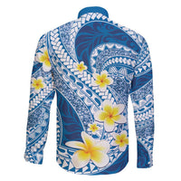 Plumeria Polynesian Blue Glitter Pattern Family Matching Mermaid Dress and Hawaiian Shirt