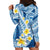 Plumeria Polynesian Blue Glitter Pattern Hoodie Dress