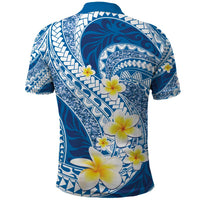 Plumeria Polynesian Blue Glitter Pattern Polo Shirt
