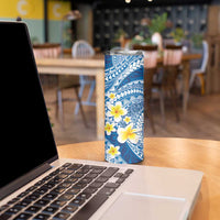 Plumeria Polynesian Blue Glitter Pattern Skinny Tumbler