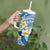 Plumeria Polynesian Blue Glitter Pattern Tumbler With Handle