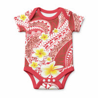 Plumeria Polynesian Coral Glitter Pattern Baby Onesie LT01 Coral - Polynesian Pride