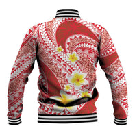 Plumeria Polynesian Coral Glitter Pattern Baseball Jacket