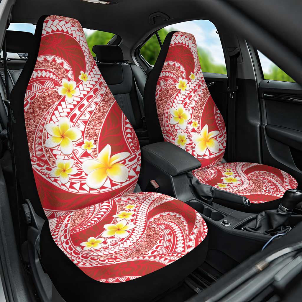Plumeria Polynesian Coral Glitter Pattern Car Seat Cover LT01 One Size Coral - Polynesian Pride