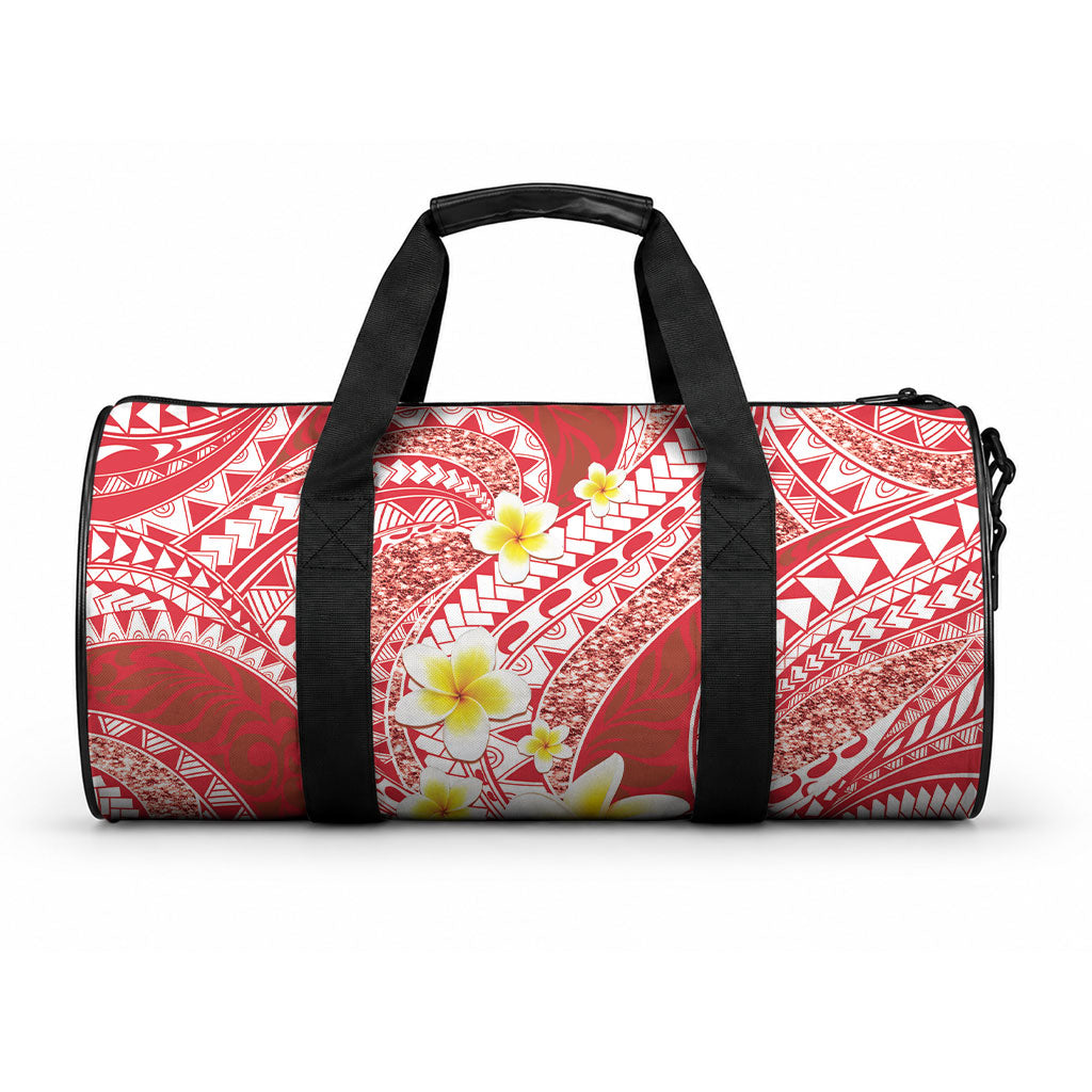 Plumeria Polynesian Coral Glitter Pattern Duffle Bag LT01 One size Coral - Polynesian Pride