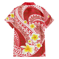 Plumeria Polynesian Coral Glitter Pattern Family Matching Long Sleeve Bodycon Dress and Hawaiian Shirt