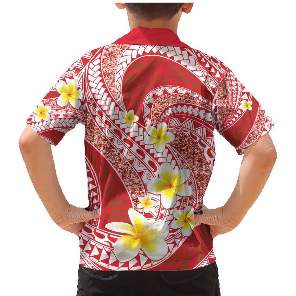 Plumeria Polynesian Coral Glitter Pattern Family Matching Mermaid Dress and Hawaiian Shirt