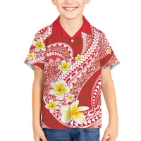 Plumeria Polynesian Coral Glitter Pattern Family Matching Off Shoulder Maxi Dress and Hawaiian Shirt LT01 Son's Shirt Coral - Polynesian Pride