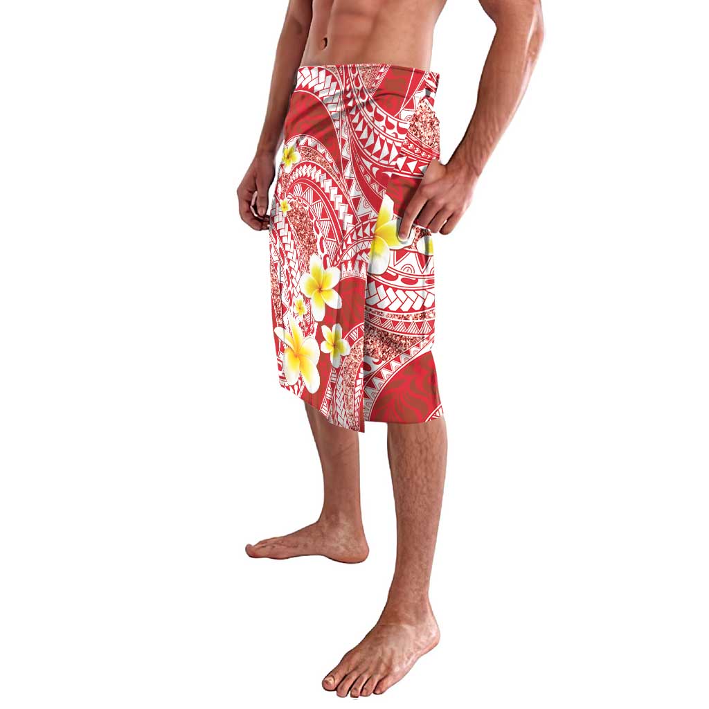 Plumeria Polynesian Coral Glitter Pattern Lavalava