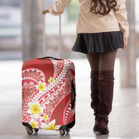 Plumeria Polynesian Coral Glitter Pattern Luggage Cover
