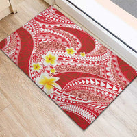 Plumeria Polynesian Coral Glitter Pattern Rubber Doormat