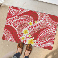 Plumeria Polynesian Coral Glitter Pattern Rubber Doormat