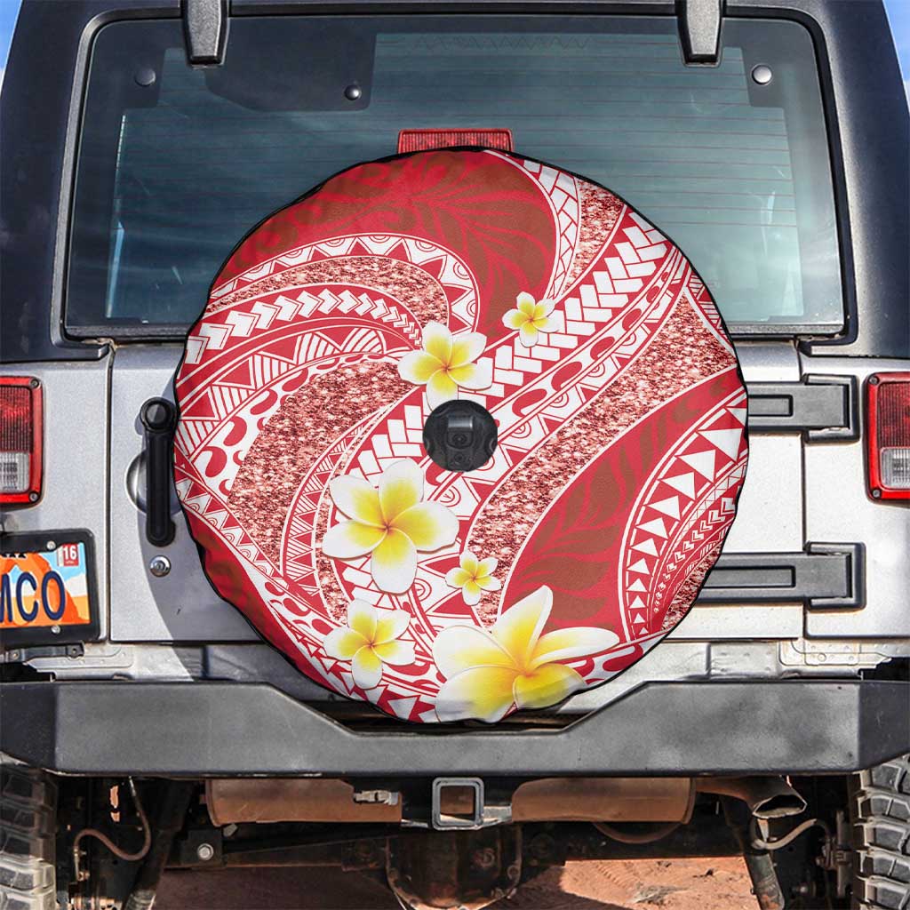 Plumeria Polynesian Coral Glitter Pattern Spare Tire Cover LT01 Coral - Polynesian Pride