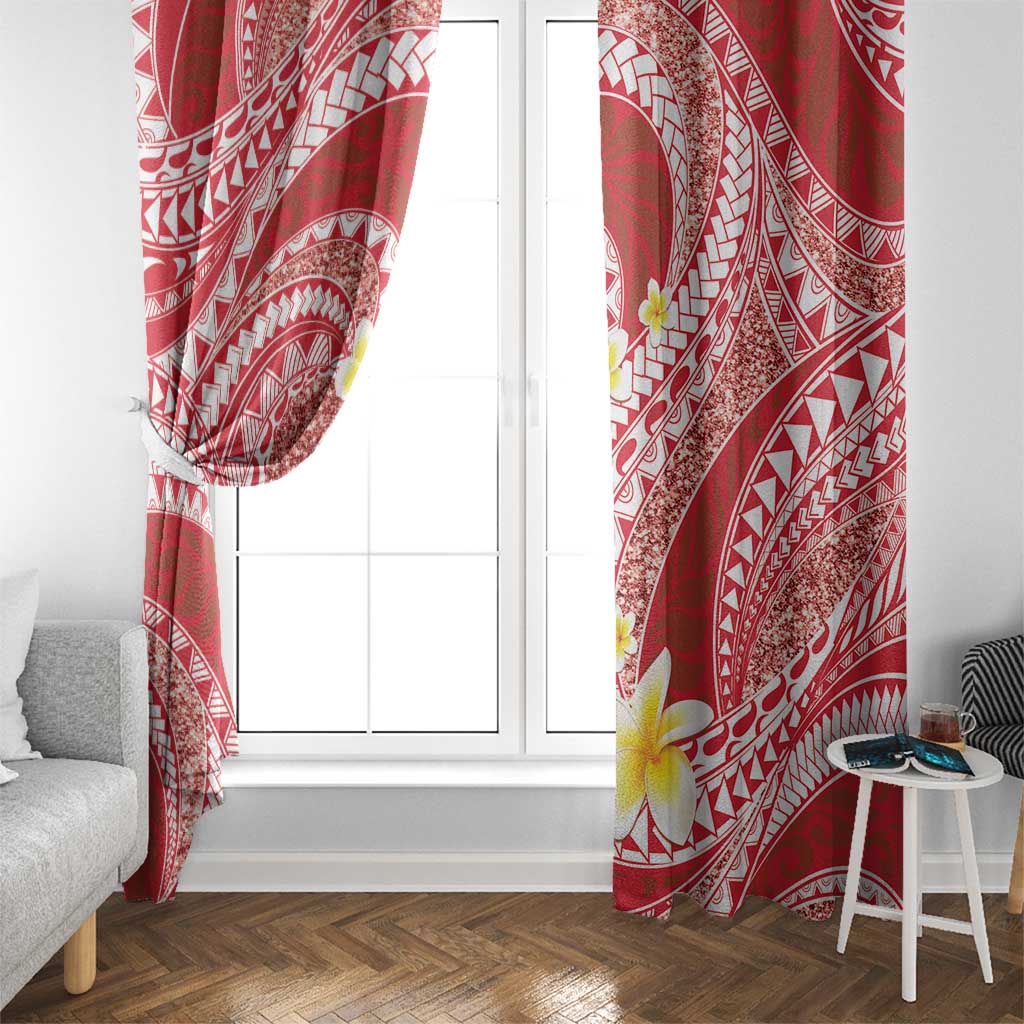 Plumeria Polynesian Coral Glitter Pattern Window Curtain